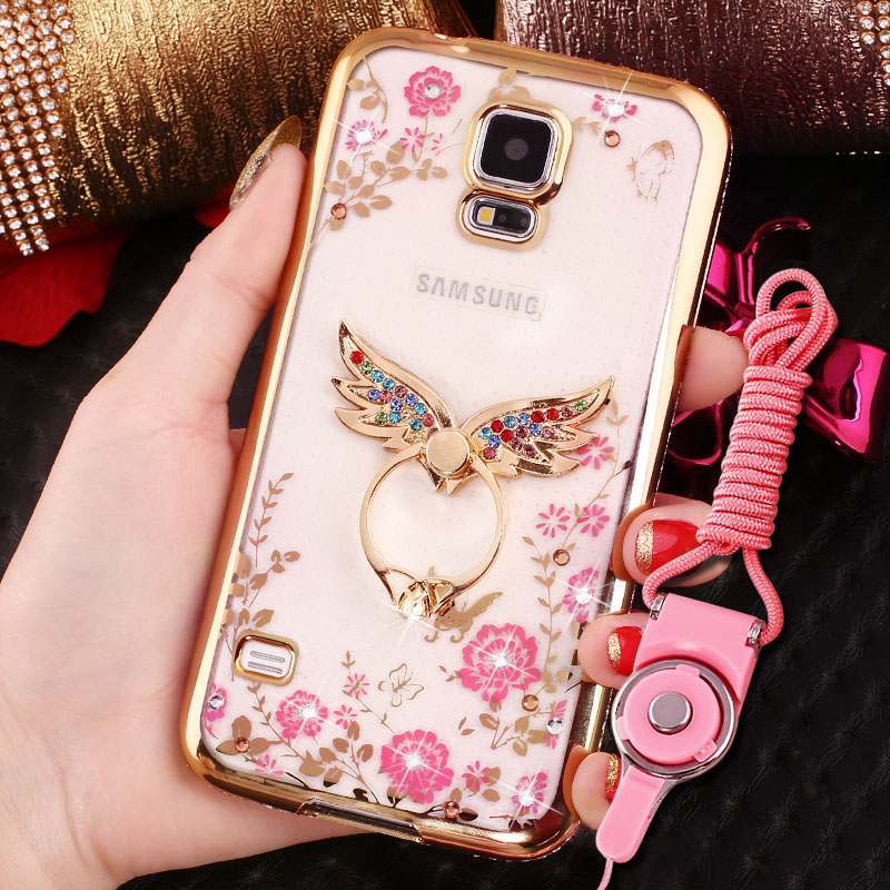 Samsung Galaxy S4 Coque Or Rose Strass Placage Étui Silicone Protection