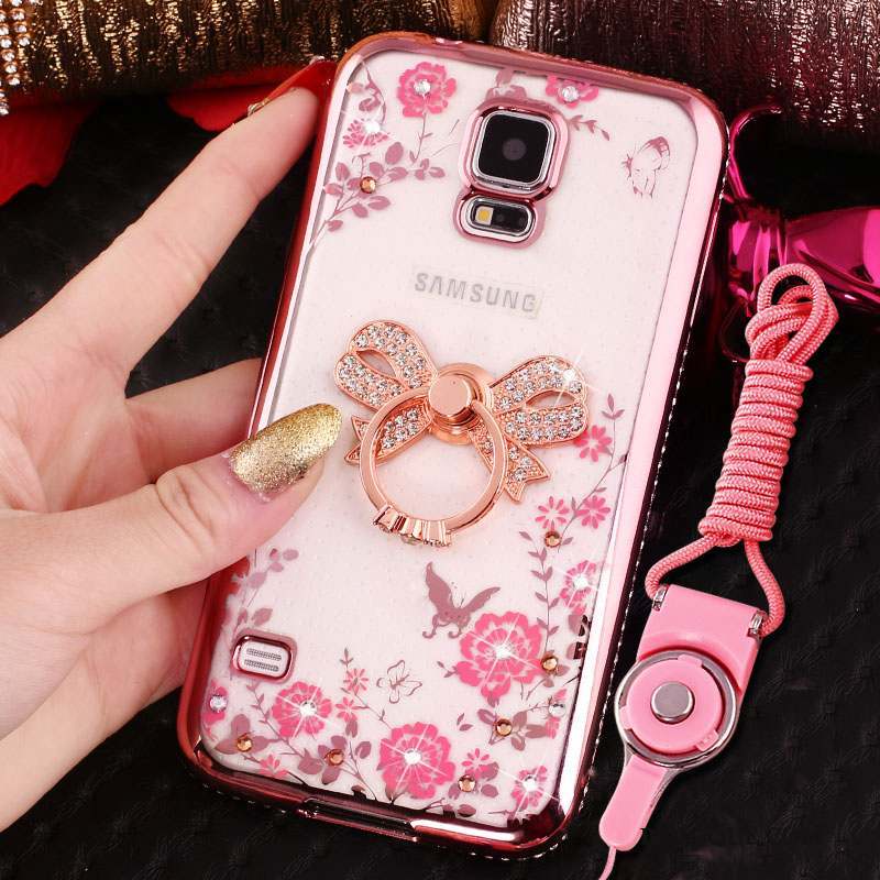 Samsung Galaxy S4 Coque Or Rose Strass Placage Étui Silicone Protection