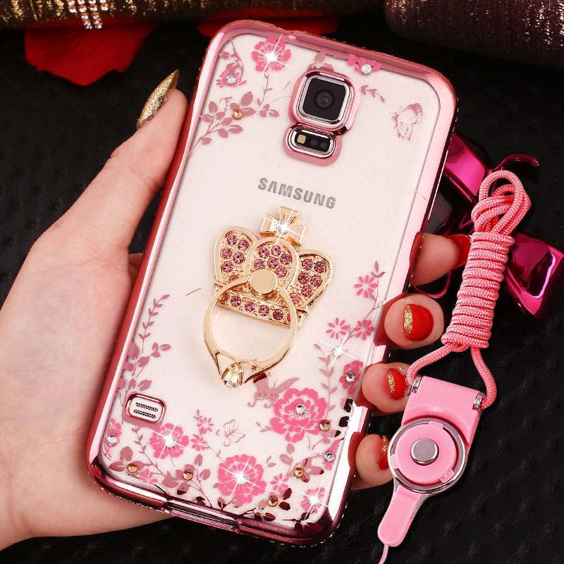 Samsung Galaxy S4 Coque Or Rose Strass Placage Étui Silicone Protection