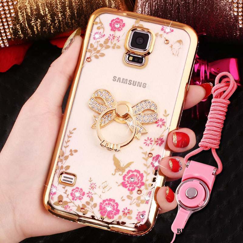 Samsung Galaxy S4 Coque Or Rose Strass Placage Étui Silicone Protection