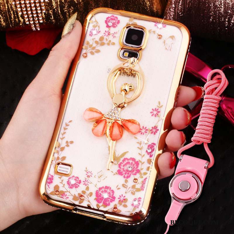 Samsung Galaxy S4 Coque Or Rose Strass Placage Étui Silicone Protection