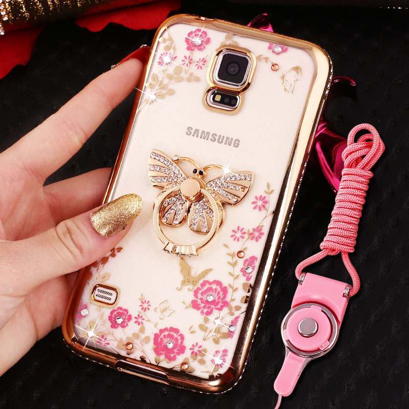 Samsung Galaxy S4 Coque Or Rose Strass Placage Étui Silicone Protection