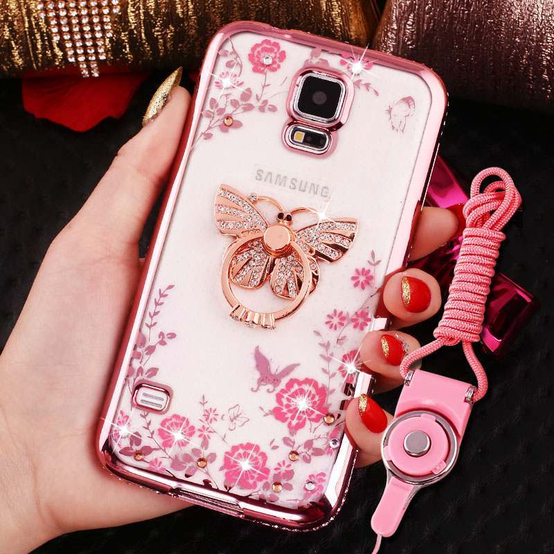 Samsung Galaxy S4 Coque Or Rose Strass Placage Étui Silicone Protection