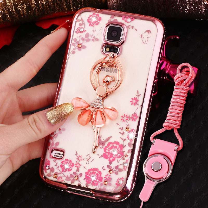 Samsung Galaxy S4 Coque Or Rose Strass Placage Étui Silicone Protection