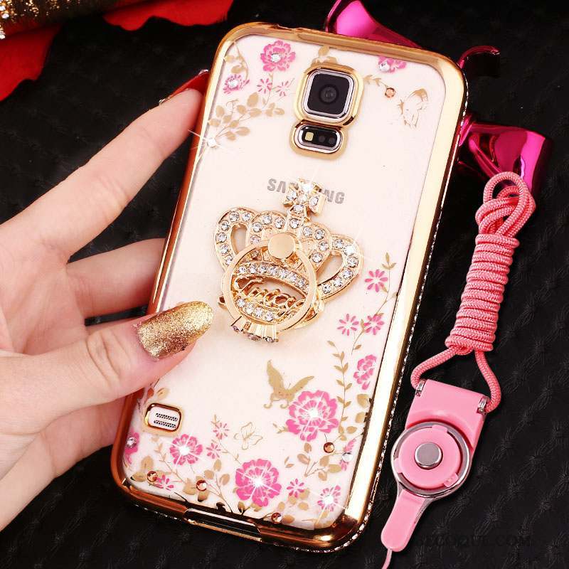 Samsung Galaxy S4 Coque Or Rose Strass Placage Étui Silicone Protection