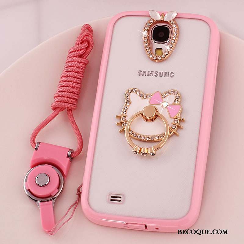 Samsung Galaxy S4 Coque Étui Silicone Protection Rose Transparent Ornements Suspendus