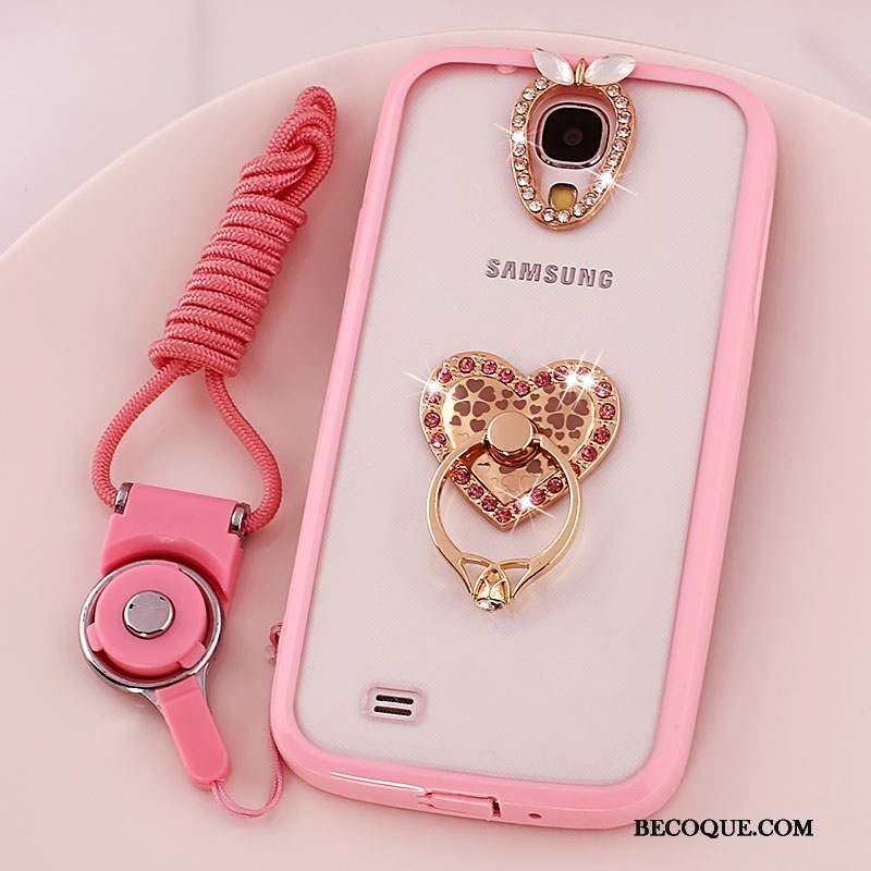 Samsung Galaxy S4 Coque Étui Silicone Protection Rose Transparent Ornements Suspendus