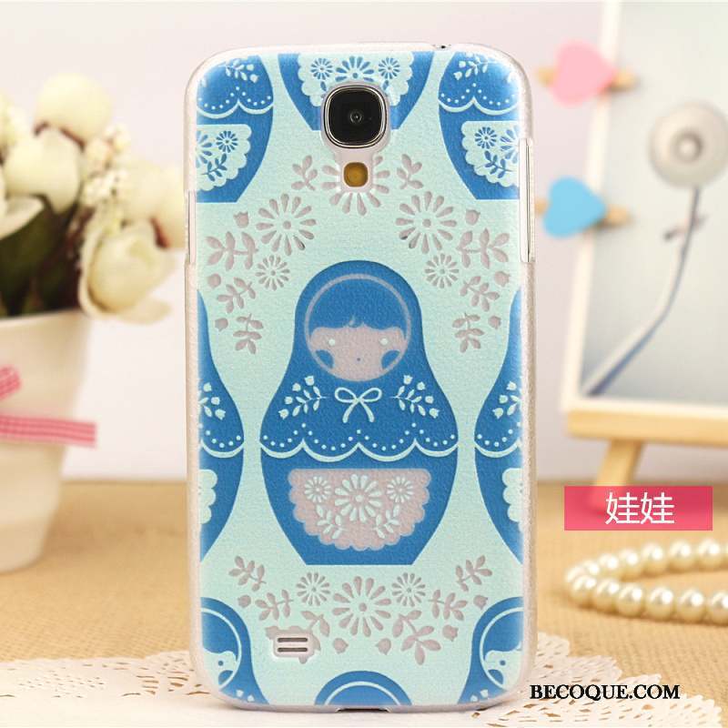 Samsung Galaxy S4 Nouveau Coque De Téléphone Peinture Bleu Téléphone Portable Modèle Fleurie