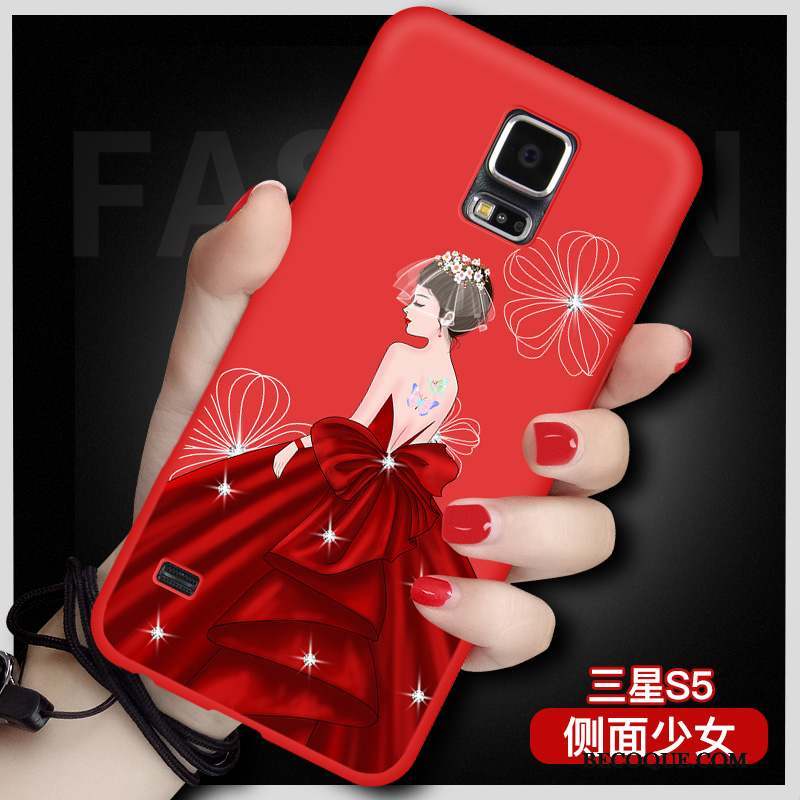 Samsung Galaxy S5 Coque De Téléphone Étui Incassable Rouge Ornements Suspendus Protection