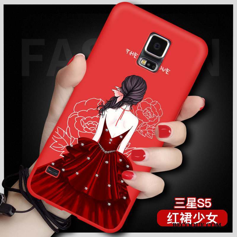 Samsung Galaxy S5 Coque De Téléphone Étui Incassable Rouge Ornements Suspendus Protection