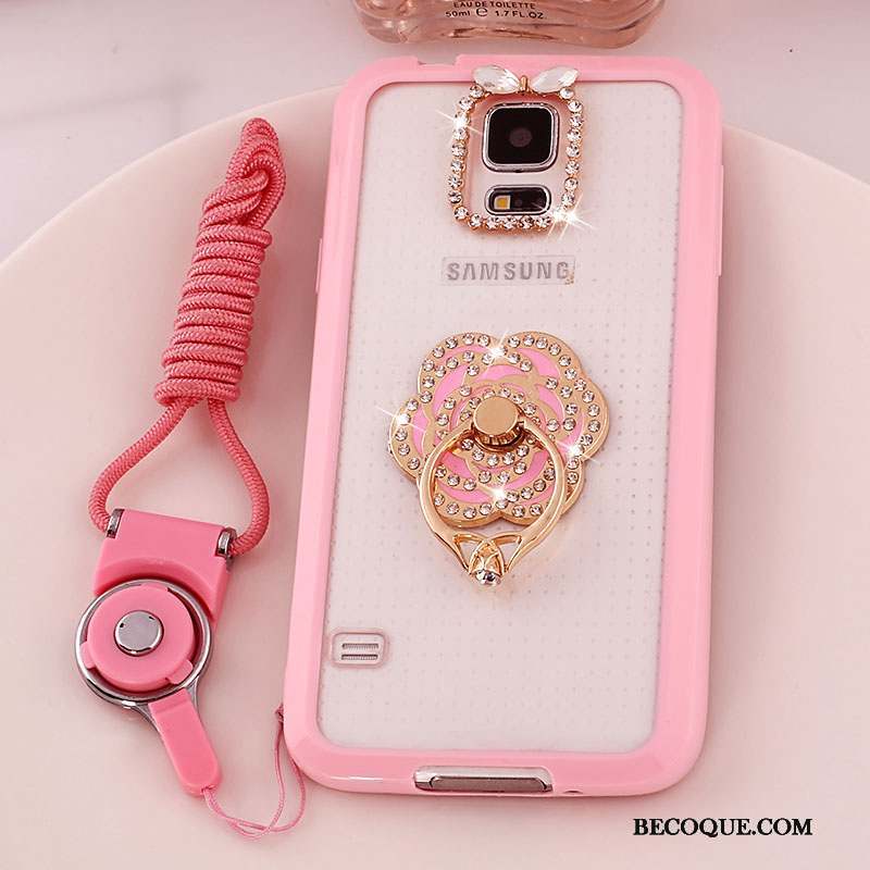 Samsung Galaxy S5 Coque De Téléphone Étui Ornements Suspendus Protection Incassable Rose