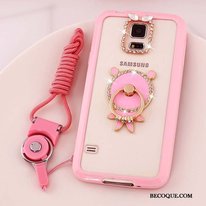 Samsung Galaxy S5 Coque De Téléphone Étui Ornements Suspendus Protection Incassable Rose