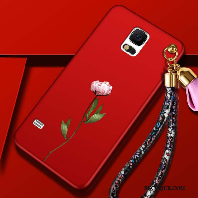 Samsung Galaxy S5 Délavé En Daim Coque Téléphone Portable Silicone Tendance Rouge