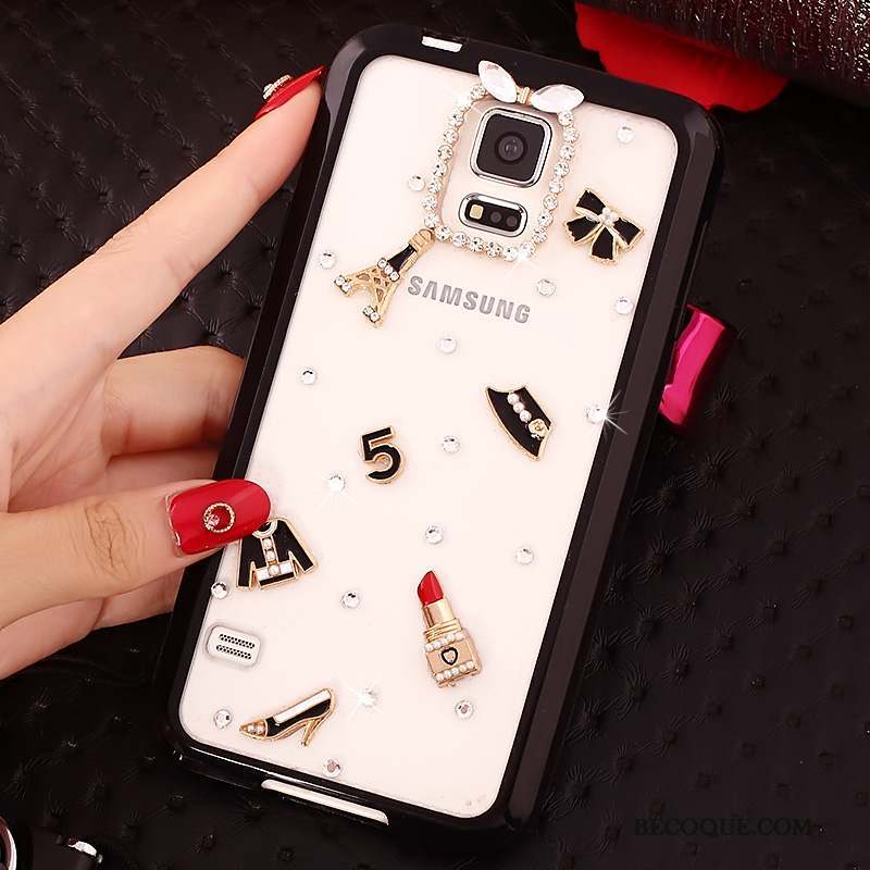 Samsung Galaxy S5 Fluide Doux Coque De Téléphone Strass Rose Étui Cou Suspendu