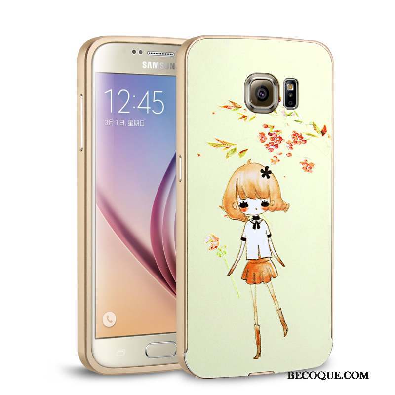 Samsung Galaxy S6 Border Rose Étui Coque De Téléphone Couvercle Arrière Métal