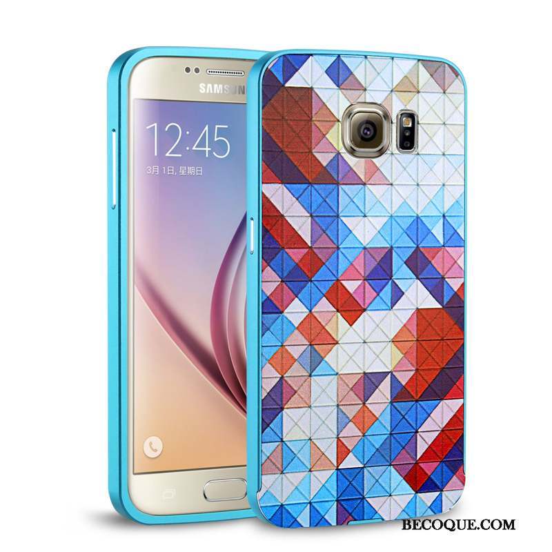 Samsung Galaxy S6 Border Rose Étui Coque De Téléphone Couvercle Arrière Métal