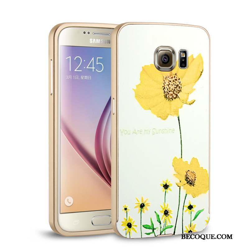 Samsung Galaxy S6 Border Rose Étui Coque De Téléphone Couvercle Arrière Métal