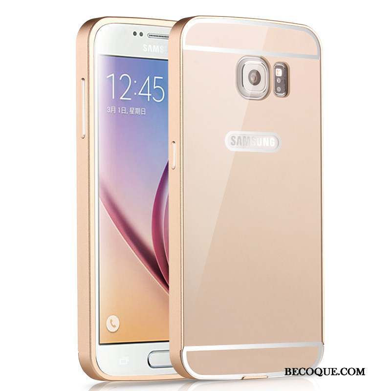 Samsung Galaxy S6 Border Rose Étui Coque De Téléphone Couvercle Arrière Métal