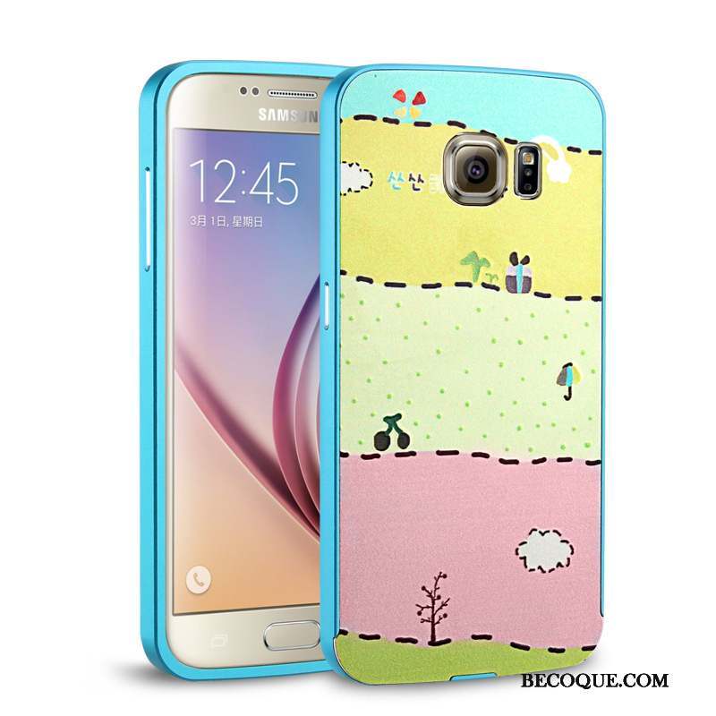 Samsung Galaxy S6 Border Rose Étui Coque De Téléphone Couvercle Arrière Métal