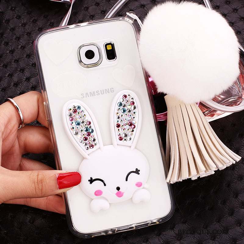 Samsung Galaxy S6 Coque De Téléphone Pompon Vert Lapin Strass Protection