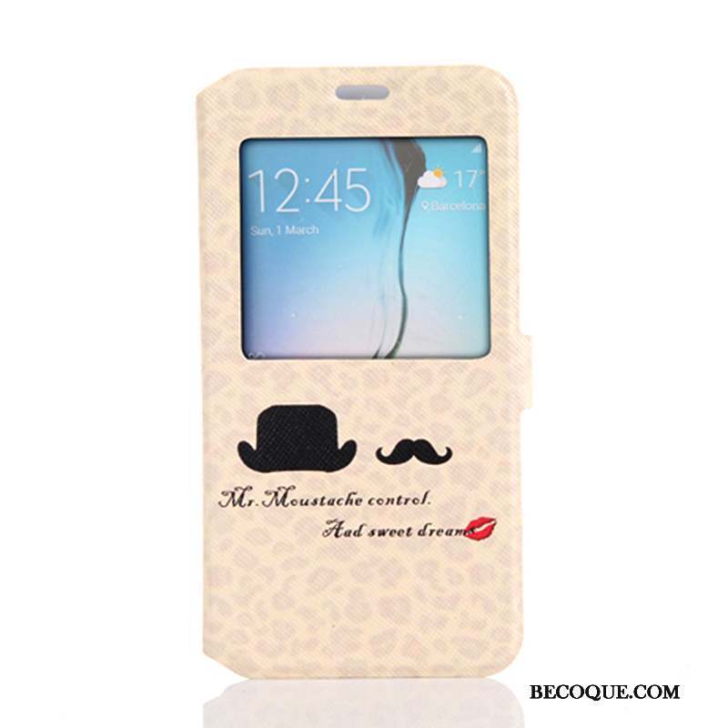 Samsung Galaxy S6 Coque Support Dessin Animé Fluide Doux Ouvrir La Fenêtre Tendance Bleu