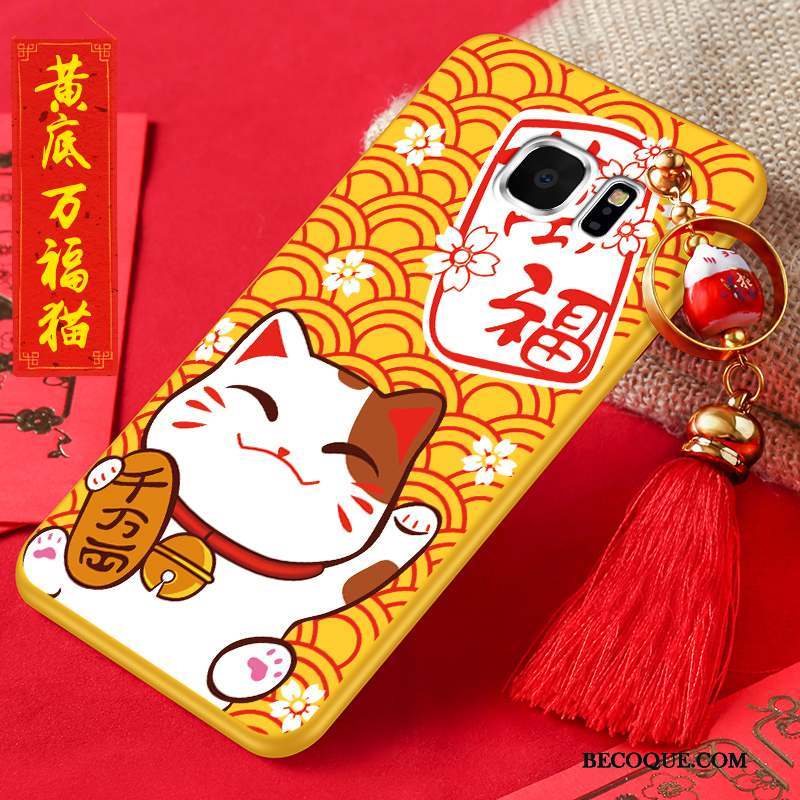 Samsung Galaxy S6 Edge + Coque Chat Richesse Silicone Protection Étui Rouge