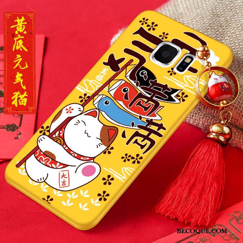 Samsung Galaxy S6 Edge + Coque Chat Richesse Silicone Protection Étui Rouge