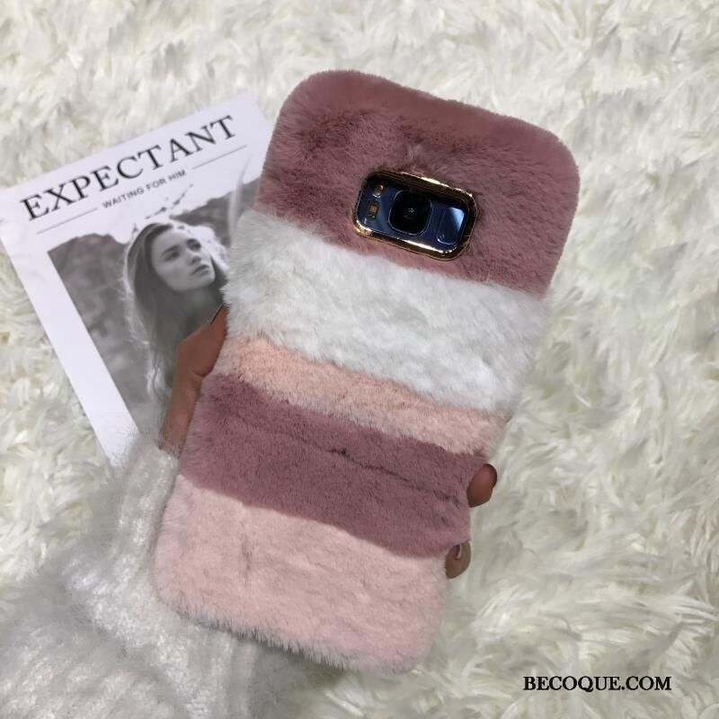 Samsung Galaxy S6 Edge + Coque Couture Couleurs Gris Rouge Épissure Peluche Cœur