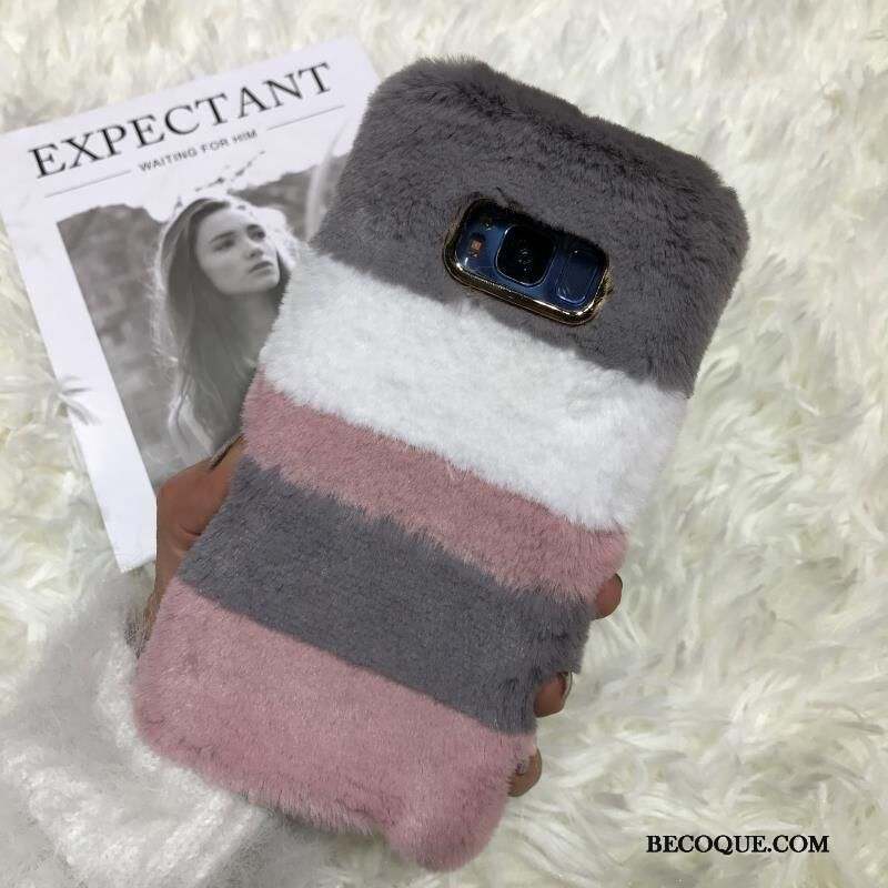 Samsung Galaxy S6 Edge + Coque Couture Couleurs Gris Rouge Épissure Peluche Cœur