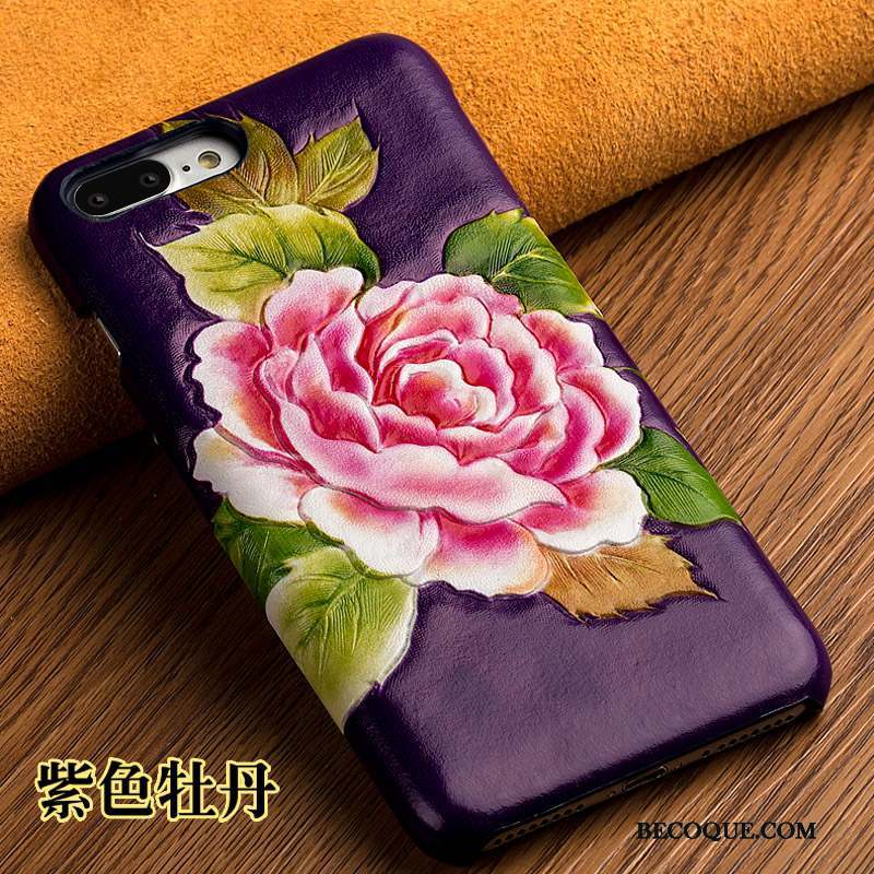 Samsung Galaxy S6 Edge + Coque Couvercle Arrière Étui Lis Fleur Violet Cuir Véritable