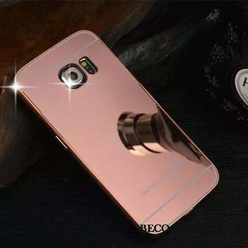 Samsung Galaxy S6 Edge Coque De Téléphone Argent Couvercle Arrière Border Tout Compris Miroir