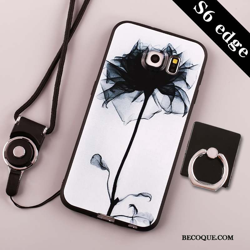 Samsung Galaxy S6 Edge Coque De Téléphone Incassable Protection Ornements Suspendus Noir Étui