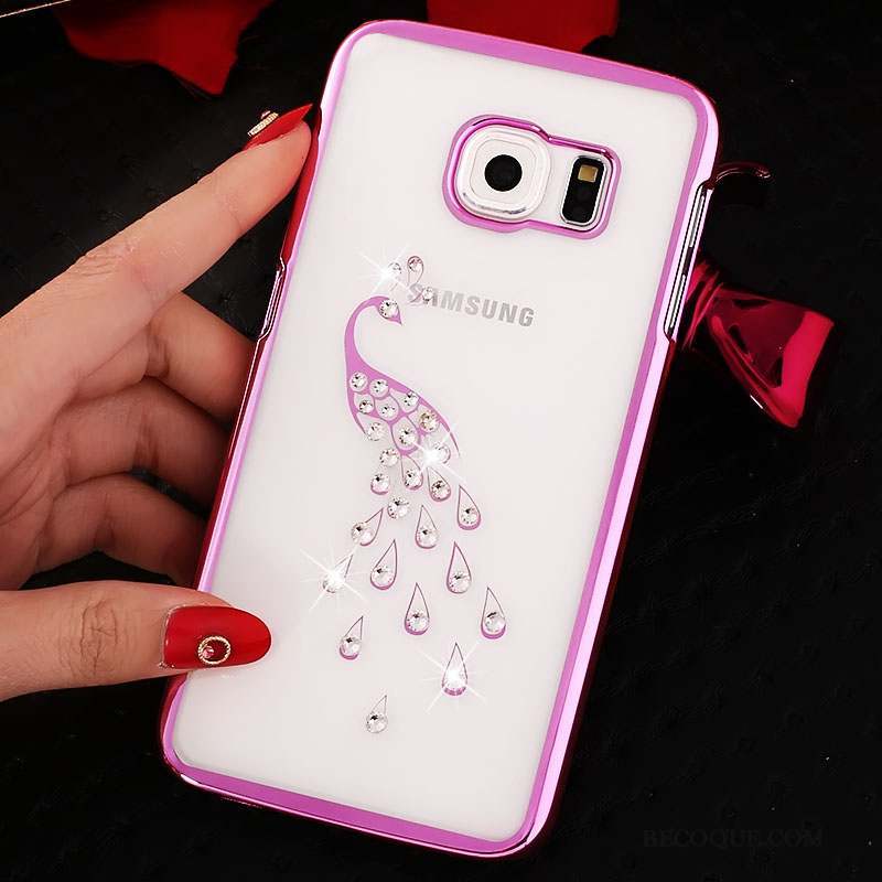 Samsung Galaxy S6 Edge Coque De Téléphone Protection Strass Difficile Étui Rouge