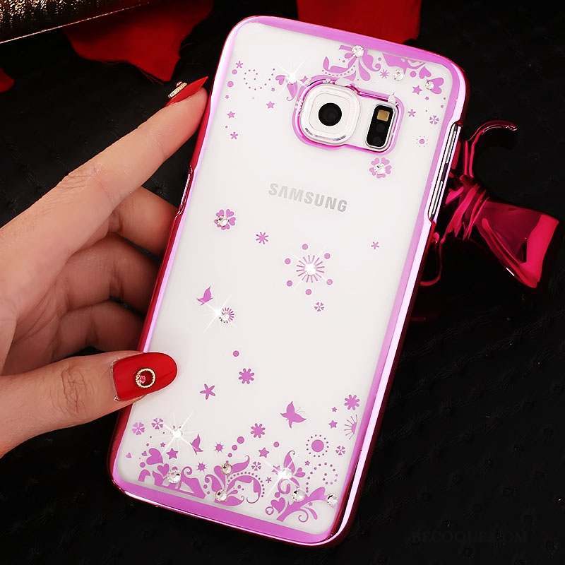 Samsung Galaxy S6 Edge Coque De Téléphone Protection Strass Difficile Étui Rouge