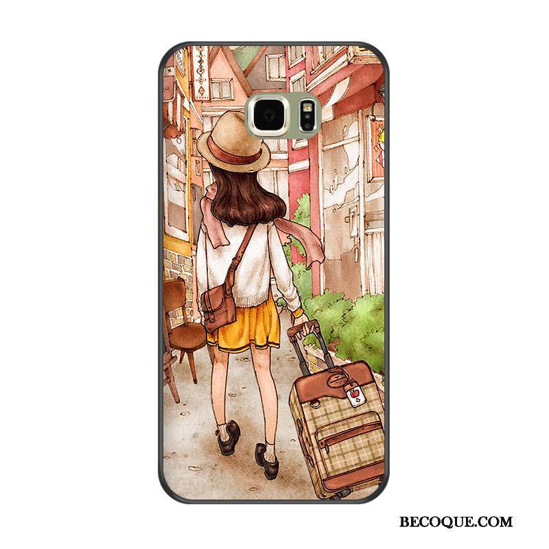 Samsung Galaxy S6 Edge + Coque Noir Tout Compris Blanc Fluide Doux Dessin Animé Protection