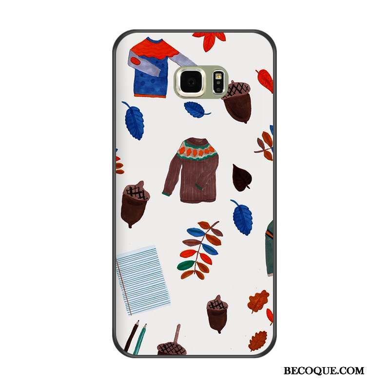 Samsung Galaxy S6 Edge + Coque Noir Tout Compris Blanc Fluide Doux Dessin Animé Protection