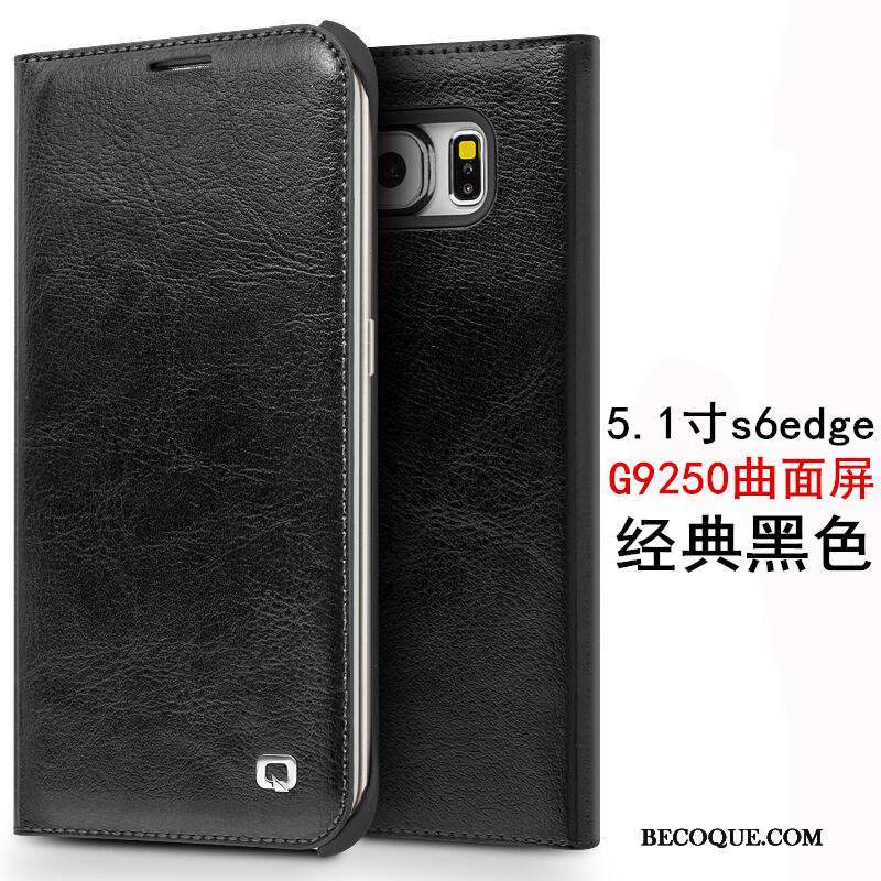 Samsung Galaxy S6 Edge Coque Noir Étui Téléphone Portable Housse Incassable Étui En Cuir