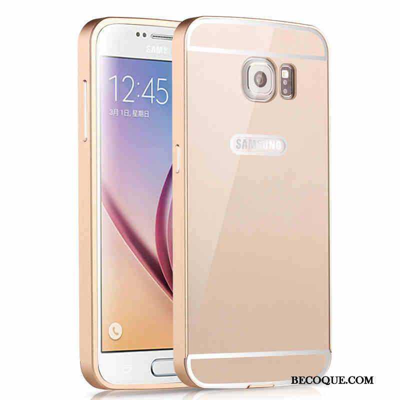 Samsung Galaxy S6 Edge Coque Protection Incassable Miroir Border Étui Argent