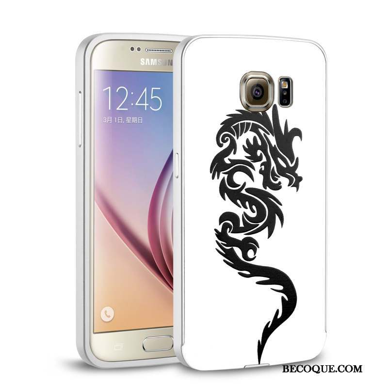 Samsung Galaxy S6 Edge Coque Protection Incassable Miroir Border Étui Argent