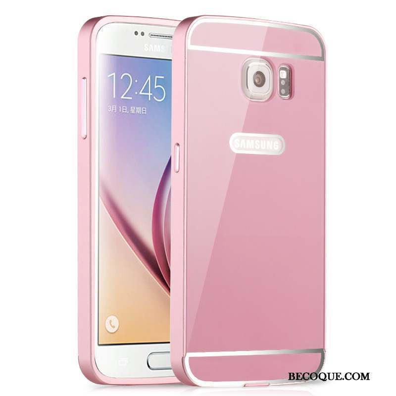 Samsung Galaxy S6 Edge Coque Protection Incassable Miroir Border Étui Argent