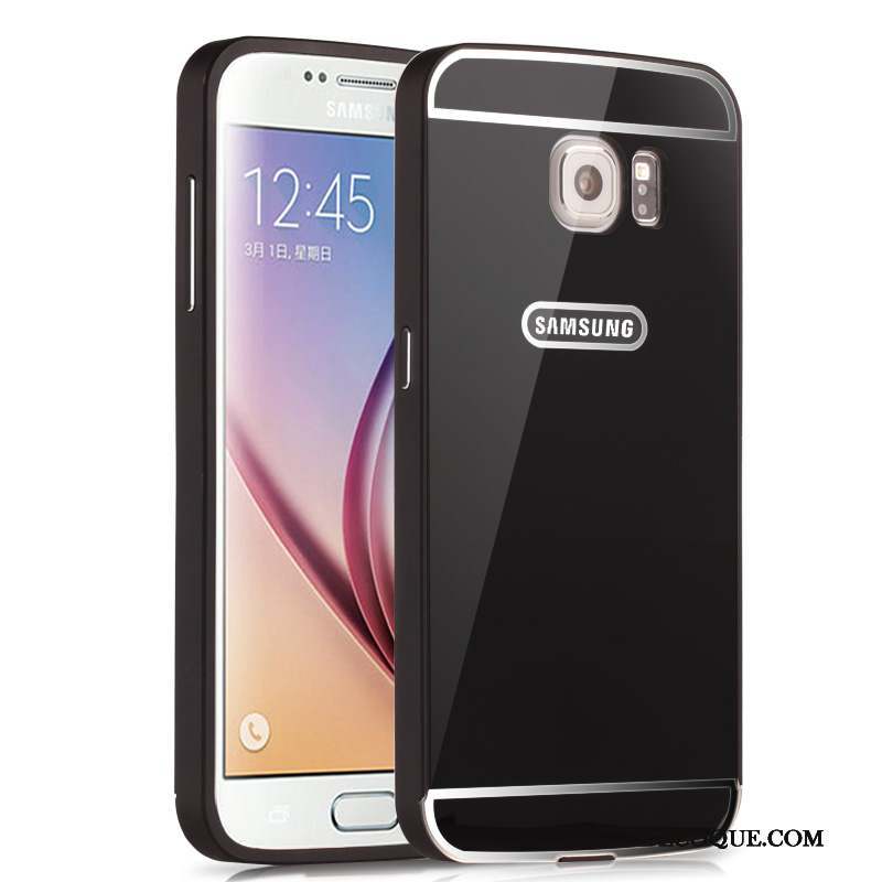 Samsung Galaxy S6 Edge Coque Protection Incassable Miroir Border Étui Argent