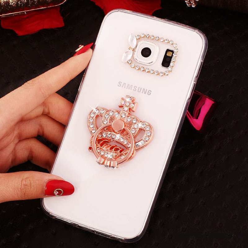 Samsung Galaxy S6 Edge + Coque Téléphone Portable Support Silicone Anneau Strass Étui