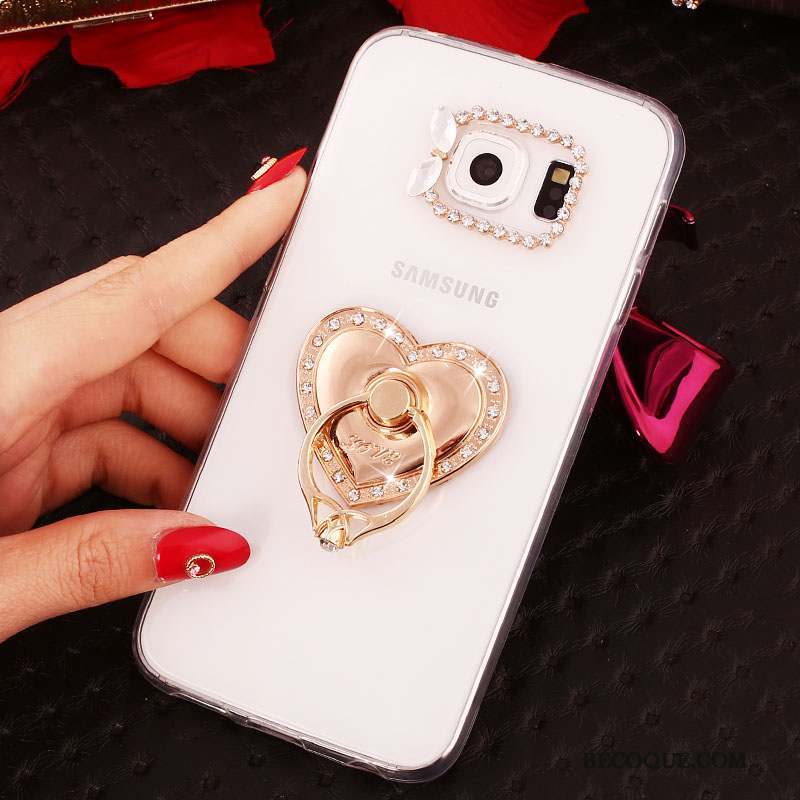 Samsung Galaxy S6 Edge + Coque Téléphone Portable Support Silicone Anneau Strass Étui