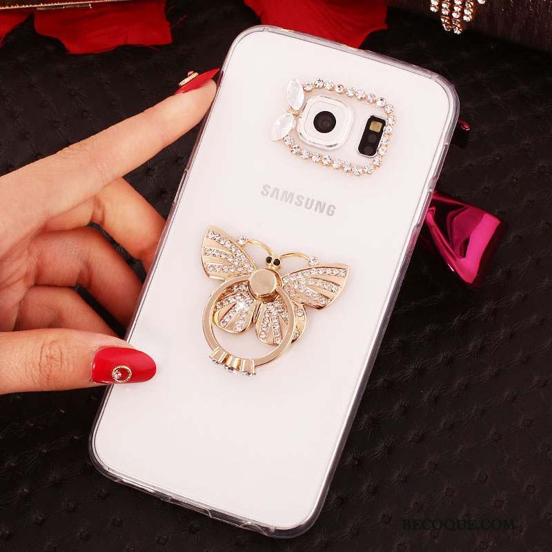 Samsung Galaxy S6 Edge + Coque Téléphone Portable Support Silicone Anneau Strass Étui