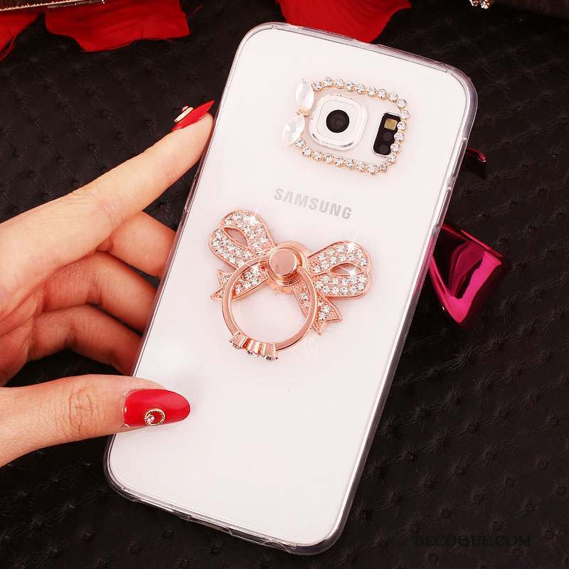 Samsung Galaxy S6 Edge + Coque Téléphone Portable Support Silicone Anneau Strass Étui