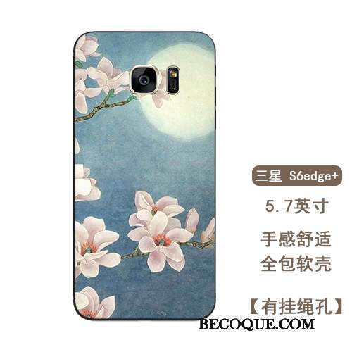 Samsung Galaxy S6 Edge + Coque Étui Fleur Vent Tout Compris Silicone Vintage