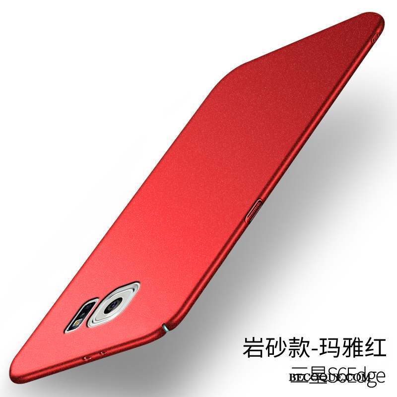 Samsung Galaxy S6 Edge Délavé En Daim Très Mince Coque De Téléphone Protection Tendance Rouge