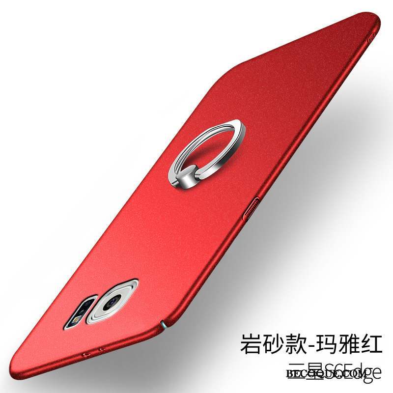 Samsung Galaxy S6 Edge Délavé En Daim Très Mince Coque De Téléphone Protection Tendance Rouge