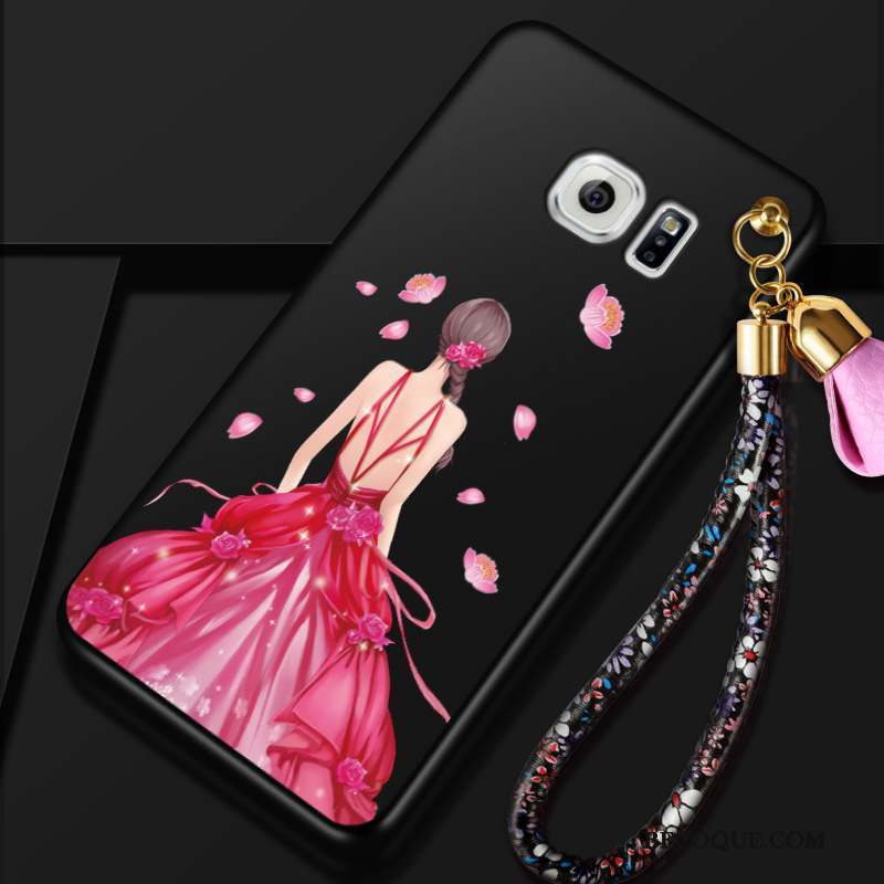 Samsung Galaxy S6 Edge + Floral Silicone Noir Coque De Téléphone Protection Étui