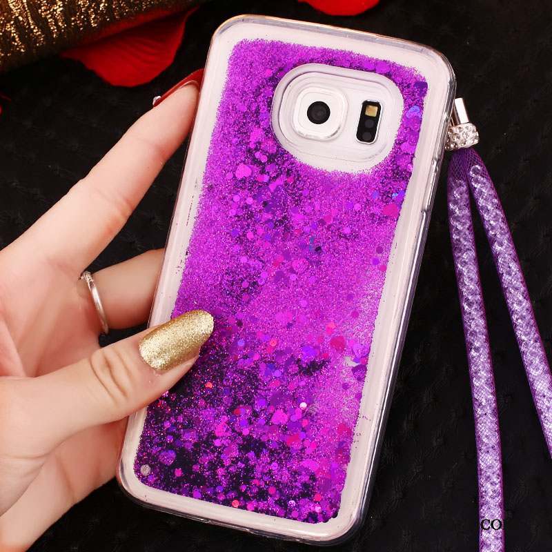 Samsung Galaxy S6 Edge Fluide Doux Protection Quicksand Coque Bleu Clair Étui